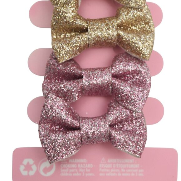 Claires Glitter Bow Hair Clips Set Of 6 For Girls - Picture 4 of 5